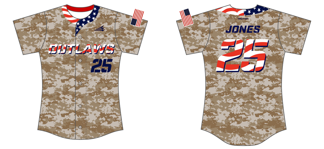 Outlaws (Jones) Custom Patriotic Softball Jerseys